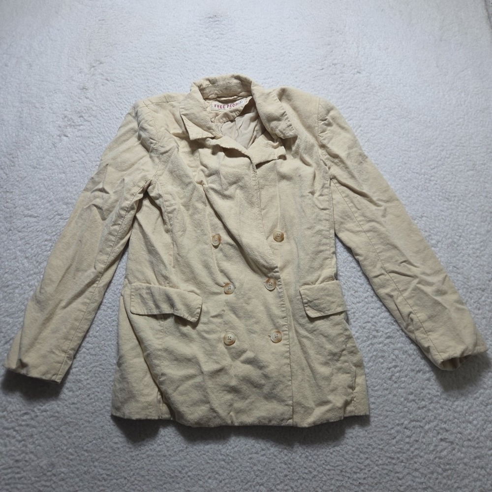 Free People Olivia Double Breasted Linen Blend Blazer Size XS Double Breasted